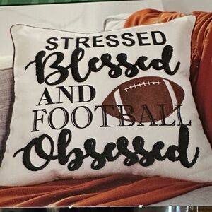 Football Themed Decorative Pillow Cover 18 inch square New in Package